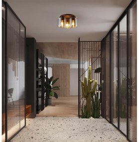 Searchlight 88911-3MO - Plafonieră SWEDEN, 3 x E27, 60W, 230V, Ø39 cm, maro/fumuriu