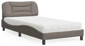 vidaXL Pat cu saltea, gri taupe, 100x200 cm, textil