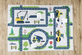 BAMBINO 2223 covor lavabil Străzi, mașini pentru copii anti-alunecare cremă - SECUNDAR-COTATI PRODUSUL