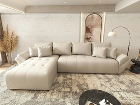 Colțar extensibil dumonde cu ladă de depozitare si sezut confortabil din spuma high-density, Berlin XL Enjoy Beige 350x185 cm