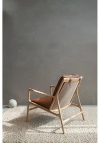 Fotoliu maro-natural cu tapițerie din piele Dedo – Gazzda