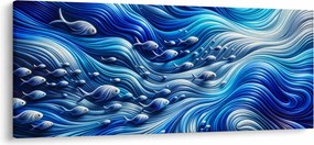 Tablou – Pești în valuri (120x50 cm)