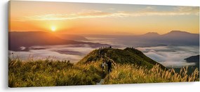 Tablou cu munți în apus de soare (120x50 cm)
