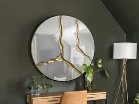 Oglinda rotunda design decorativ Surcos aurie