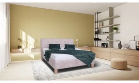 Pat tapițat VIOLET, 160 x 200 cm, bej, cu spațiu de depozitare — fără saltea