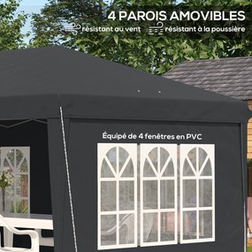 Outsunny Tonelă pop-up pliabilă - cort de recepție - 3 x 6 m 3 părți detașabile negru | Aosom Romania