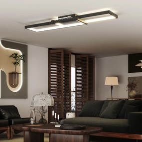 HOMCOM Plafonieră LED Reglabilă cu Telecomandă și Întrerupător, Temperatura Culoare 3000-6000K, Lampă de Design pentru Living și Sufragerie, 70x30 cm, Negru | Aosom Romania