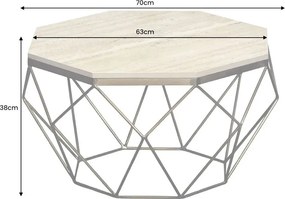 Masuta de cafea rotunda, Travertin, Bej, DIAMOND 70cm