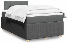 vidaXL Pat box spring cu saltea, gri închis, 120x190 cm, textil