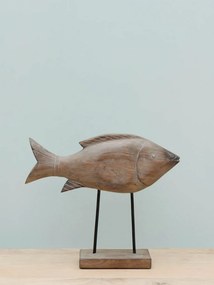 Decoratiune in forma de peste, din lemn reciclat, H39 Wooden Fish