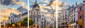 Tablou - Calle Gran Vía, Madrid, Spania (cu ceas) (90x30 cm)