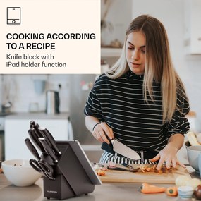 Katsu, set de cuțite din 8 piese, 5 cuțite, 1 pilă de cuțite, 1 foarfecă universală, suport pentru iPad