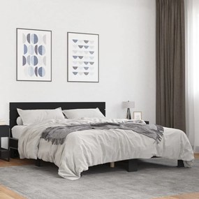 vidaXL Cadru de pat, negru, 150x200 cm, lemn prelucrat și metal