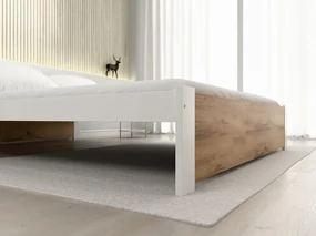 Pat IKAROS 160 x 200 cm, stejar artisan/alb Saltele: Cu saltele Deluxe 10 cm, Somiera pat: Cu lamele drepte
