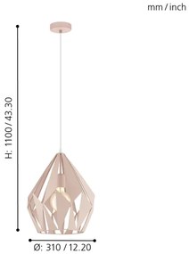 EGLO 49024 - Lustră pe cablu CARLTON-P 1xE27/60W/230V