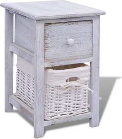 vidaXL Noptieră din lemn, alb