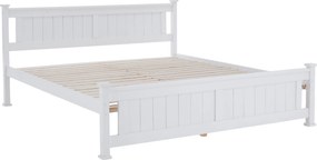 Pat cu lamele, lemn de pin/alb, 160x200, LUCAS NEW