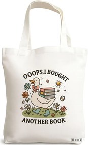 Sacosa de Panza pentru Cumparaturi, Geanta Tote, model Silly Goose 6, 38 x 34.5 cm, Alba, BEKZ®