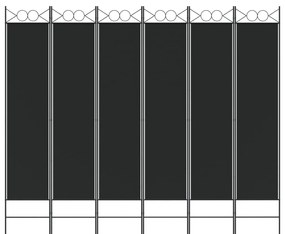 Paravan de camera cu 6 panouri, negru, 240x200 cm, textil
