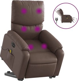 vidaXL Fotoliu electric masaj rabatabil cu ridicare, maro