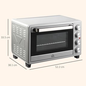 HOMCOM Mini Cuptor Electric 32L – Temperatură Reglabilă, Cronometru, 3 Moduri de Gătit | Aosom Romania