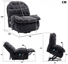 Fotoliu Relax Electric cu Suport pentru Telefon, Gri | Aosom Romania