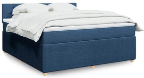 vidaXL Pat box spring cu saltea, albastru, 180x200 cm, material textil
