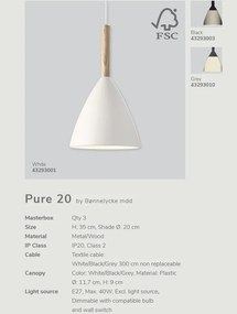 Pendul design nordic Pure 20, alb 43293001 DFTP