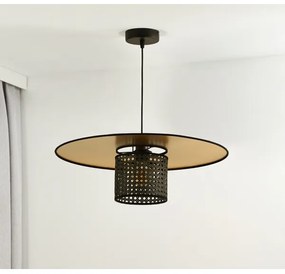 Lustră pe cablu TOKYO Duolla RATTAN 1xE27/15W/230V d. 50 cm auriu/negru
