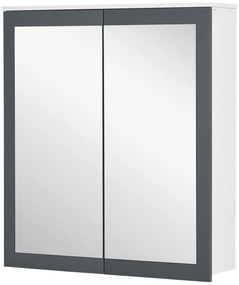 kleankin Dulap de baie cu oglindă Dulap de baie pentru agăţat cu 2 uşi din sticlă şi rafturi reglabile 69x17x75,5cm Alb | Aosom Romania