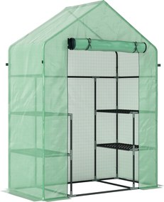 Outsunny PE impermeabil și rezistent la UV Grădină seră pentru plante cu rafturi și accesorii de montare, 142x73x195cm, verde | Aosom Romania