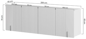 Comodă Malmi 200 cm suspendată - negru mat / auriu