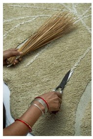 Covor pentru copii kaki lavabil/țesut manual din bumbac 75x100 cm Mini Monstera Olive – Lorena Canals