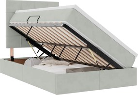 vidaXL Pat cu saltea și spațiu de depozitare Gri deschis 120 x 200 cm