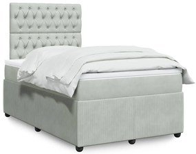 vidaXL Pat continental cu saltea, gri deschis, 120x200 cm, catifea