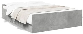 3280303 vidaXL Cadru de pat cu sertare, gri beton, 120x200 cm, lemn prelucrat