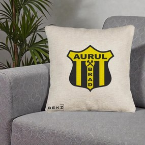 Perna Personalizata Aurul Brad Fotbal, 40x40 cm, Bej Canapea, Husa Detasabila, Perna Inclusa, BEKZ®