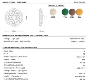 Aplica de perete din ceramica design italian Phytia