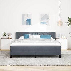 vidaXL Pat box spring cu saltea, gri închis, 180x200 cm, catifea