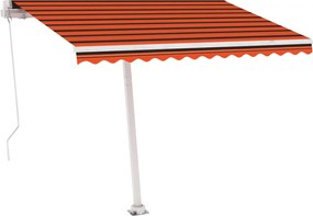 vidaXL Copertină retractabilă manual, portocaliu/maro, 300x250 cm