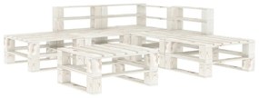 3052167 vidaXL Set mobilier de grădină din paleți, 6 piese, alb, lemn