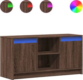 vidaXL Dulap TV cu LED, stejar maro, 100x34x50 cm, lemn prelucrat