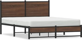 vidaXL Cadru pat metalic fără saltea, stejar maro, 140x190 cm