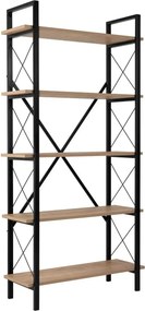 Etajera ELYSIAN, stejar/negru, PAL/metal, 90x34x180 cm