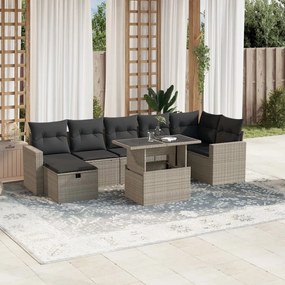 3274832 vidaXL Set mobilier de grădină cu perne, 8 piese gri deschis poliratan