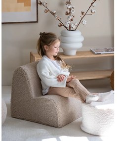 Puf de copii crem cu tapițerie din țesătură bouclé – Wigiwama