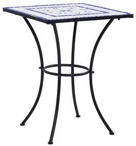 46706 vidaXL Masă de bistro mozaic, albastru și alb, 60 cm, ceramică