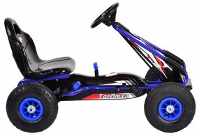 Kart cu pedale pentru copii NOVOKIDS® Top Racer PRO, Roti gomflabile din cauciuc, 3-7 ani , Maxim 25 kg, Structura metalica, Frana de mana, Functie