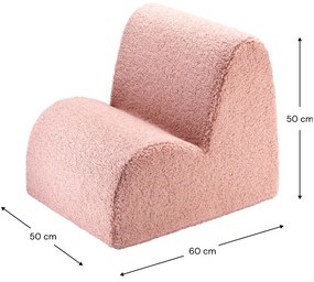 Fotoliu de copii roz cu tapițerie din țesătură bouclé Cloud – Wigiwama