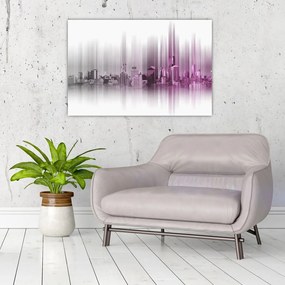 Tablou - Panorama orașului, roz-gri (90x60 cm)